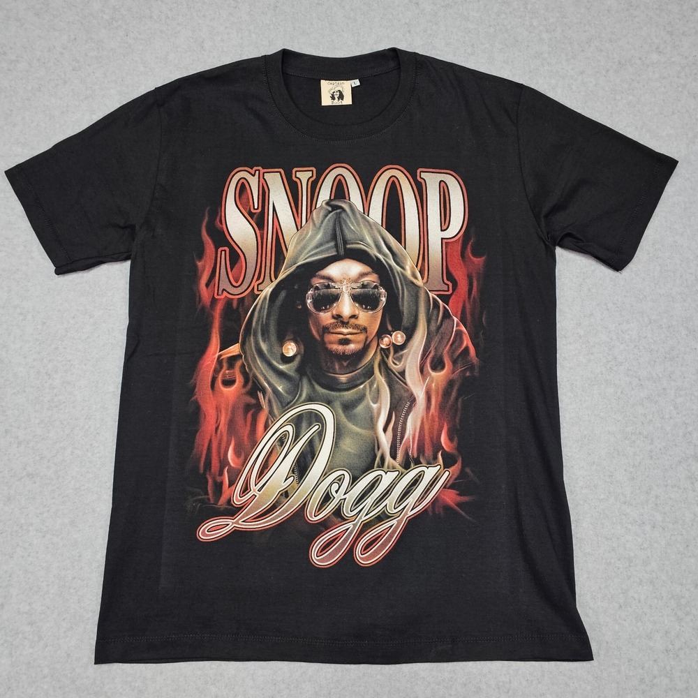 Snoop‎ Dogg Shirt Mens Large Graphic Tee Hip Hop Rap Flames Y2k Front And Back